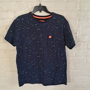 Brooklyn’s Best Unisex Large Black Tee t-shirt Blue Paint Splatter Short Sleeves